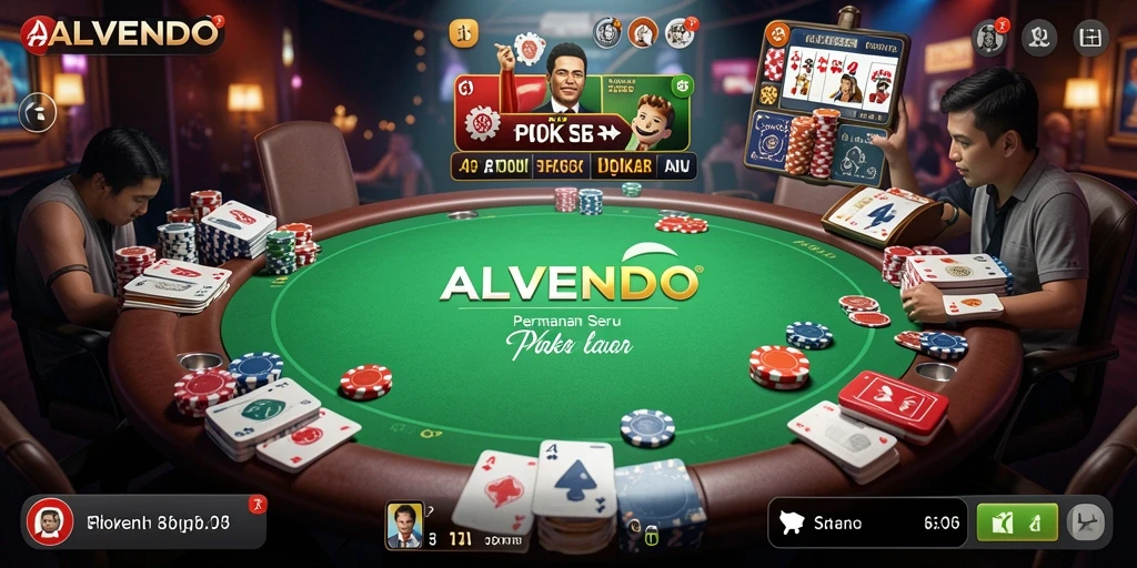 Screenshot gameplay menarik dari ALVENDO yang menampilkan aksi poker.