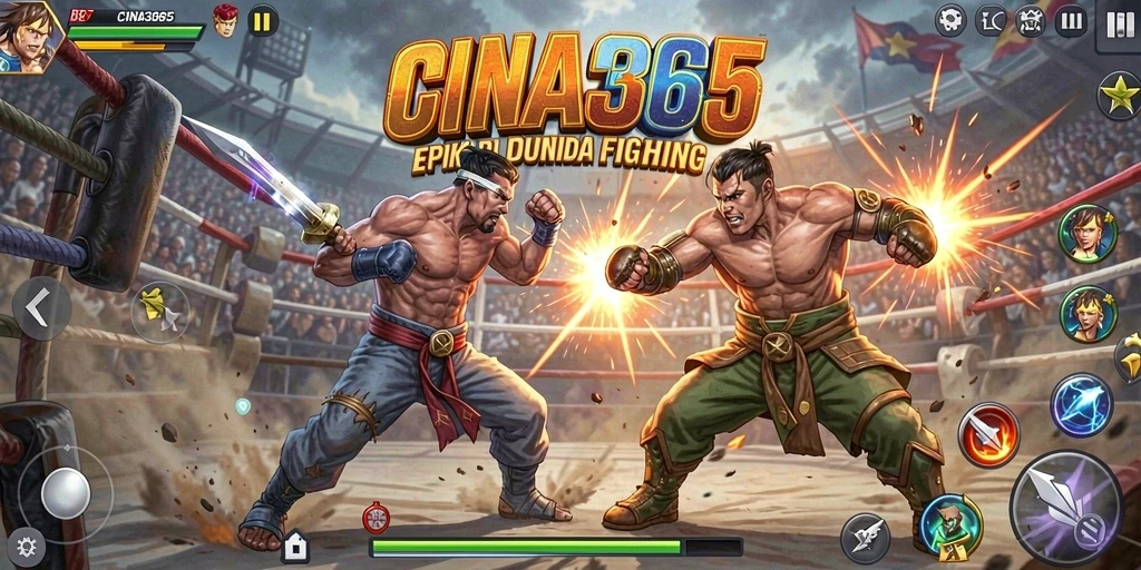 Screenshot CINA365 menunjukkan aksi pertarungan mendebarkan.