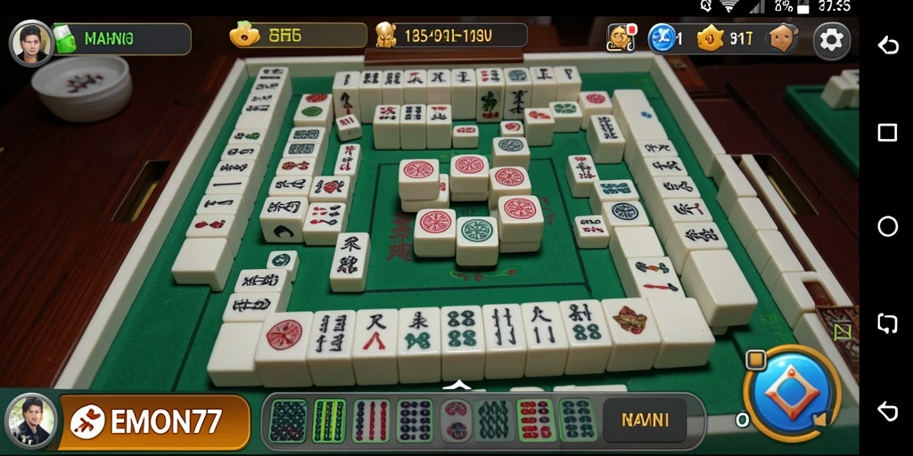 Screenshot EMON77 menampilkan gameplay Mahjong yang menarik.