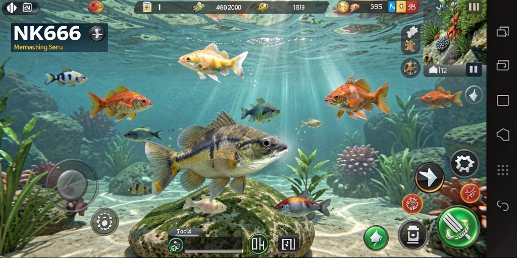 Screenshot gameplay NK666 menampilkan aksi memancing yang mendebarkan.
