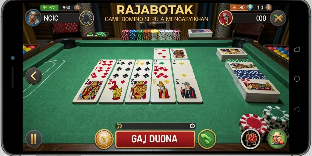 Tampilan gameplay seru RAJABOTAK di meja Domino