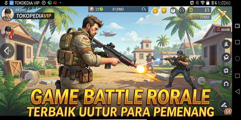 Gameplay seru dan mendebarkan dari TOKOPEDIAVIP dalam pertempuran Battle Royale.